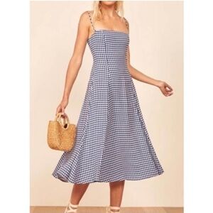 Reformation Blue and White Gingham Mini Dress